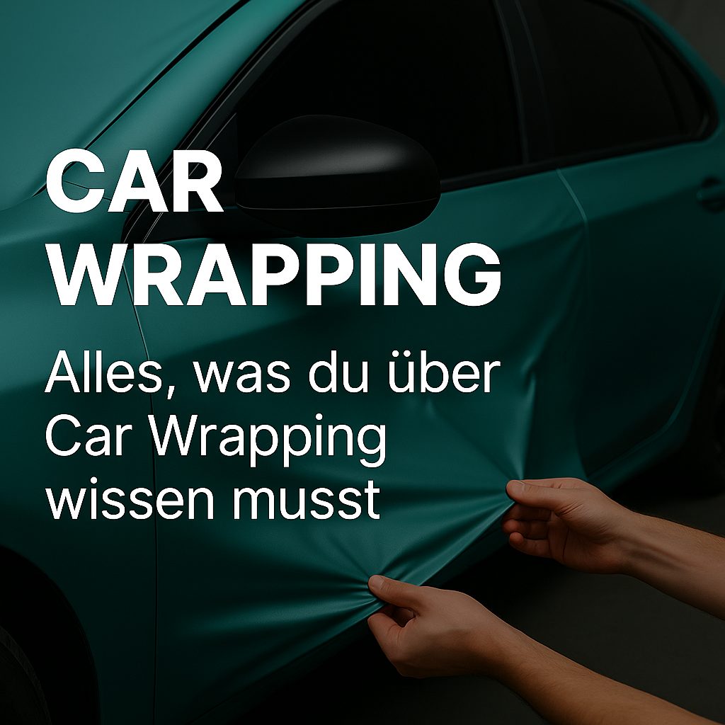 Car Wrapping: matte türkisfarbene Folie wird auf die Fahrzeugseite aufgebracht